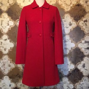 j Crew Red Size 0 Tailored Classic Wool Coat